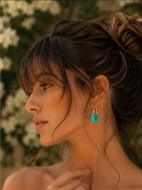 Gas Bijoux Turquoise Ecume Small Hoop Earrings